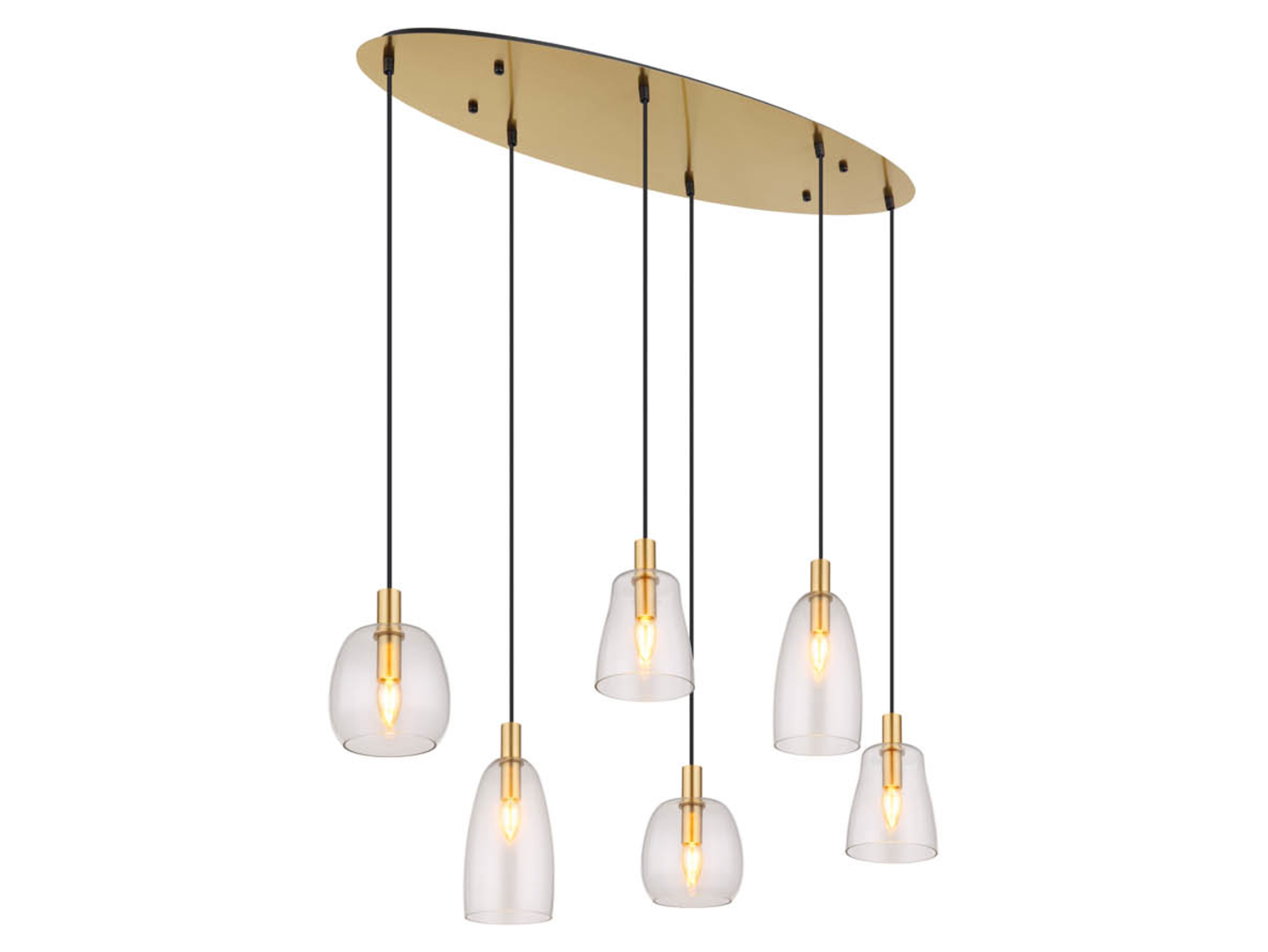 Lampa wisząca Garri 6-punktowa z pilotem złota