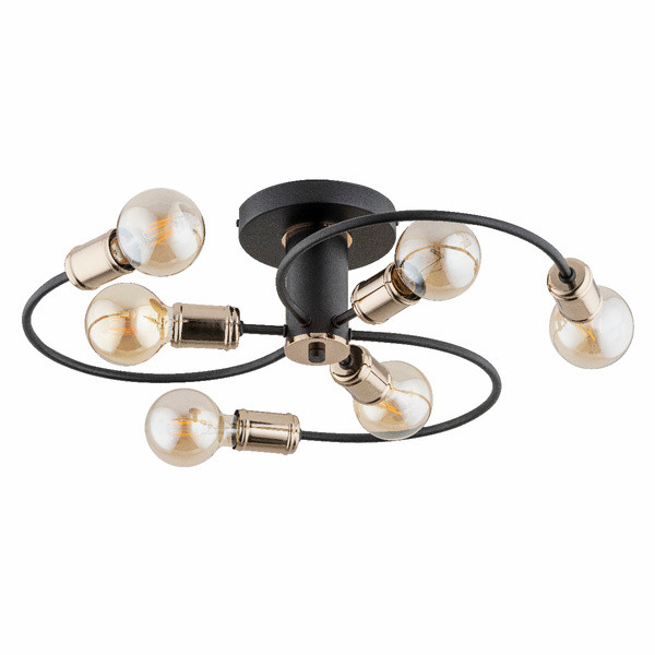 Lampa sufitowa SAMBA czarna-stare złoto 6xE27x15W wym:16x51x51cm IP20 Alfa