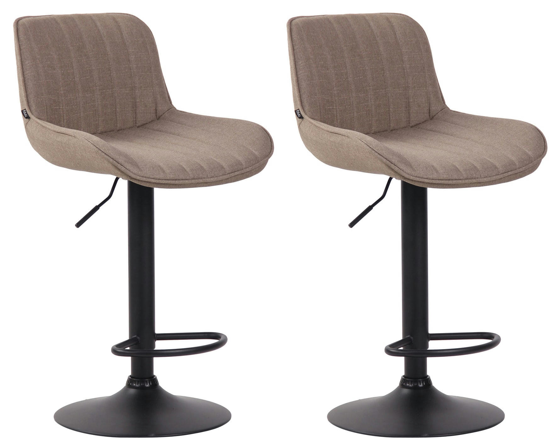 LENTINI - Lot de 2 Tabourets de bar réglable en tissu Taupe