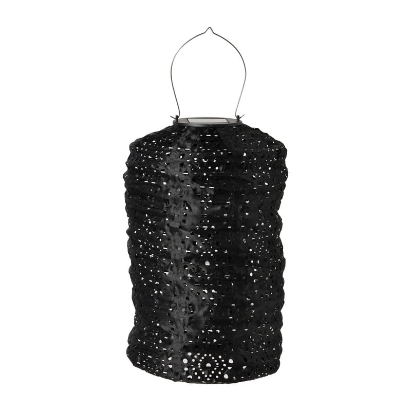 Solar barok lampion cilinder - zwart - &Oslash;18x33 cm