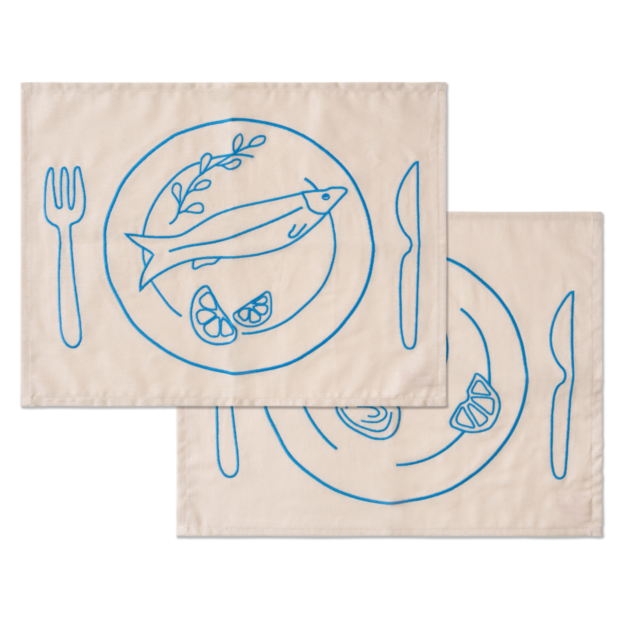 Kulu Club placemats - vis borden - linnenmix - set van 2