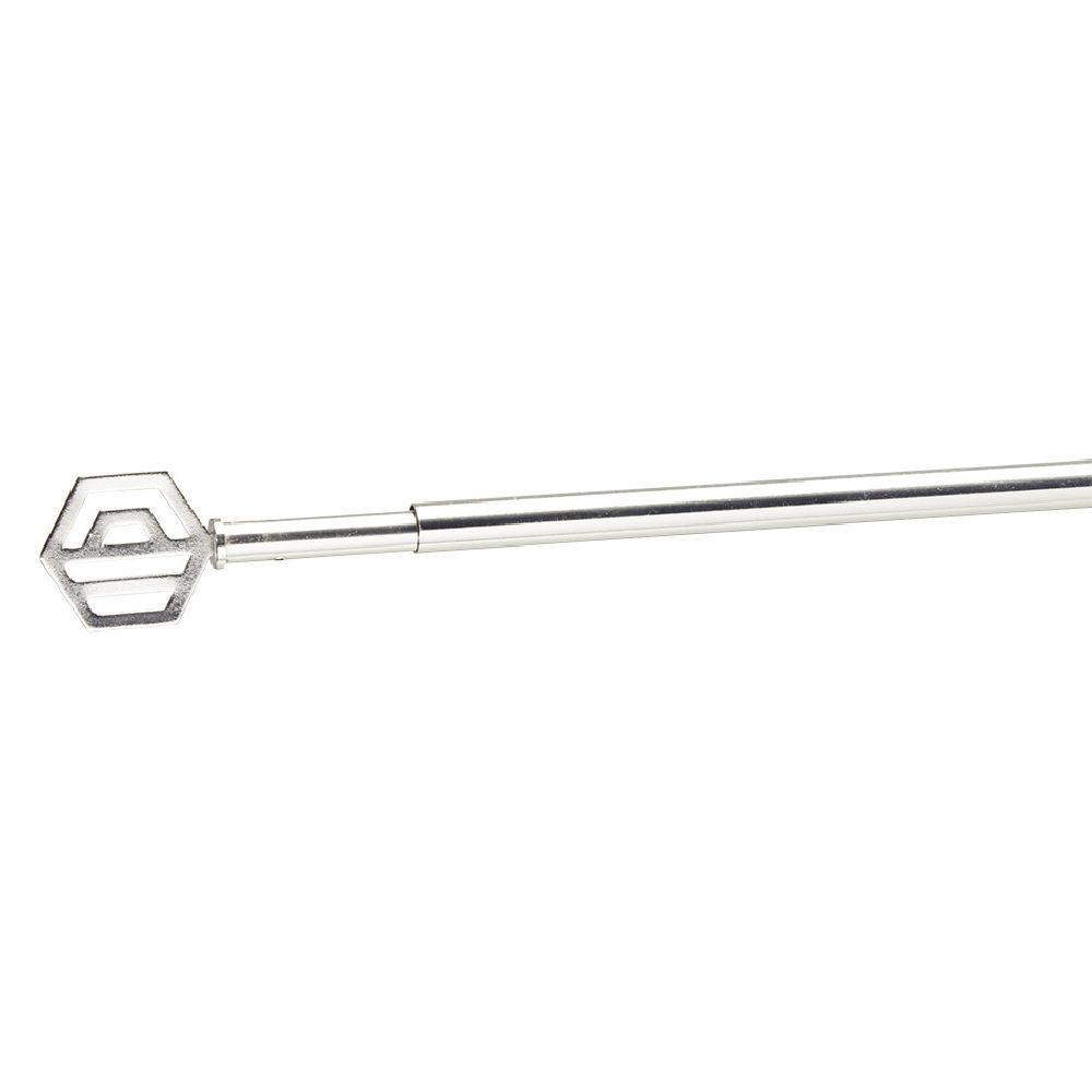Tringle extensible vitrage décor hexagone gris chromé brossé L80/110cm