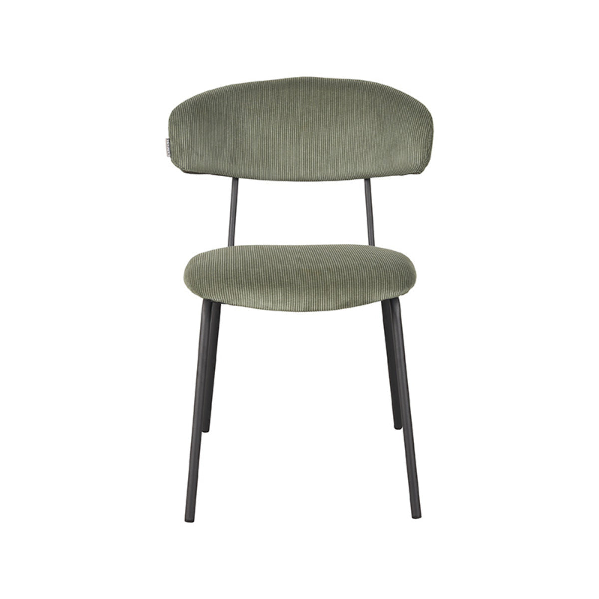 LABEL51 Eetkamerstoel Zack - Groen Ribstof - Zithoogte 48cm - Set van 2