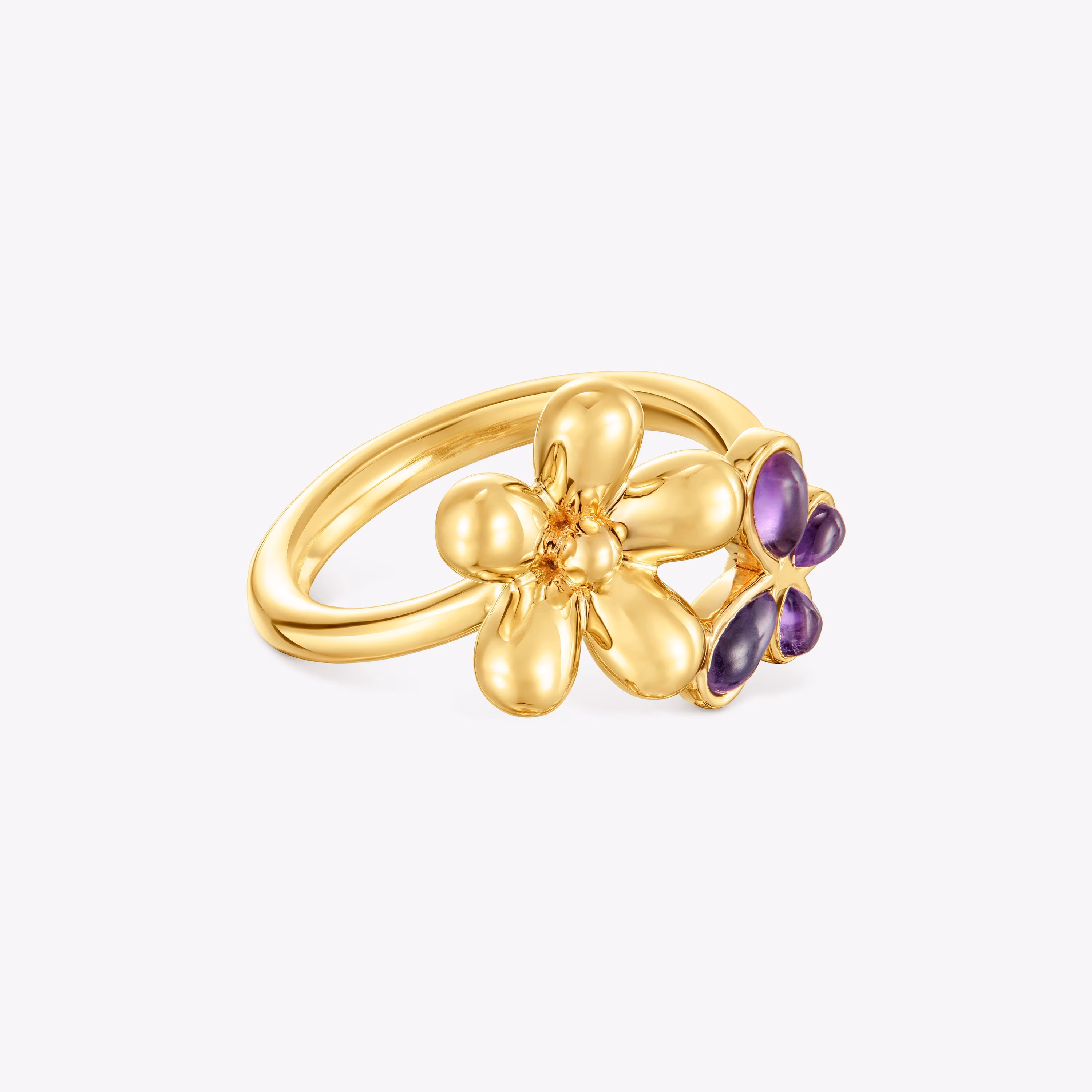 Anillo con baño de oro de 18 kt sobre plata y amatista Daisy