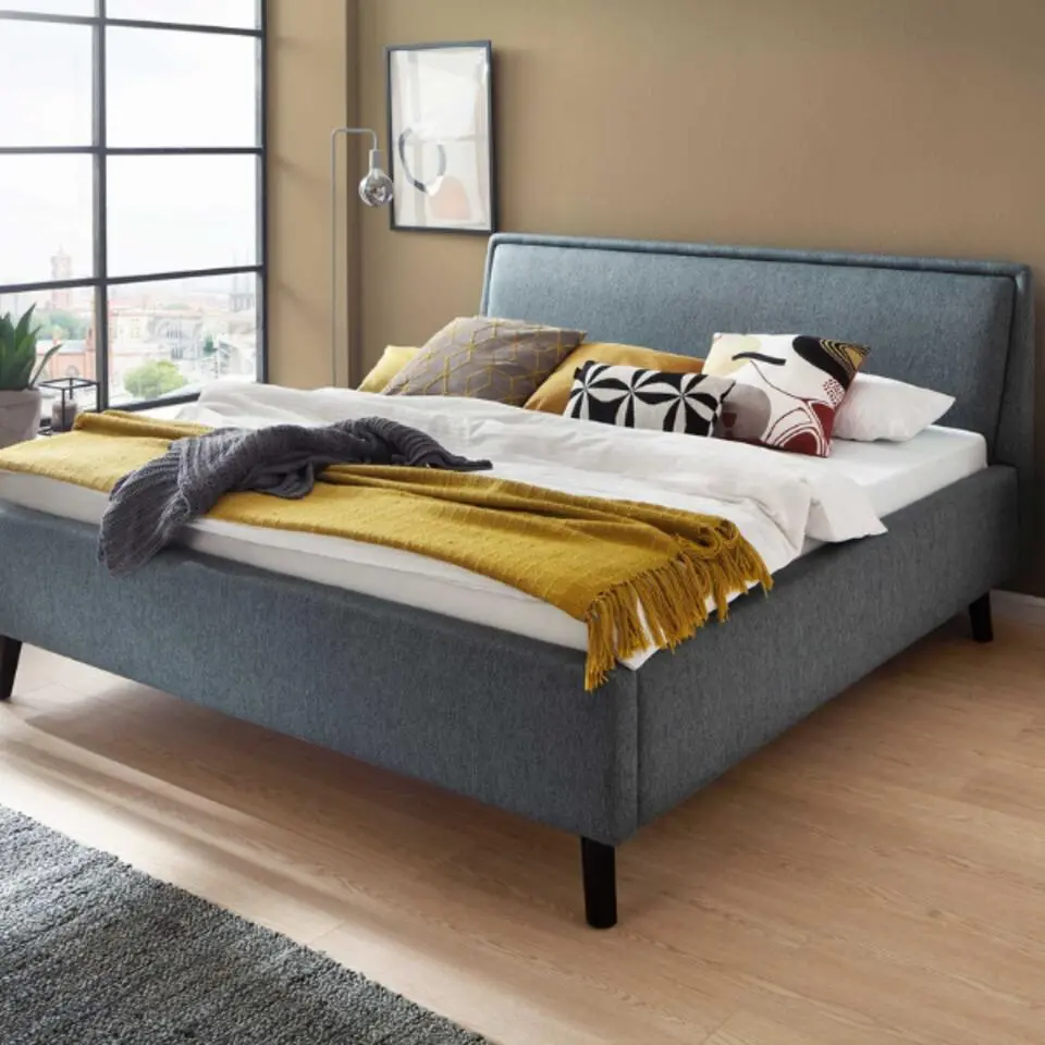 Tweepersoonsbed Estee 180x200cm - blauw/zwart