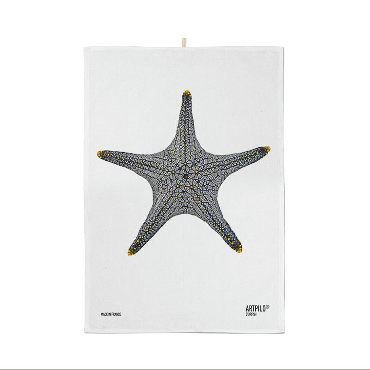 - Torchon cuisine poisson coton blanc