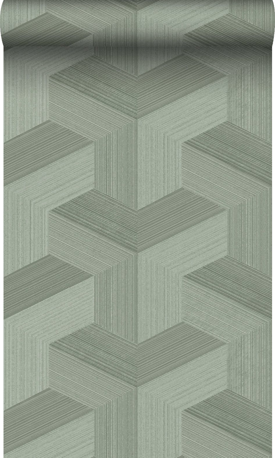 Origin Wallcoverings behang grafisch 3D motief vergrijsd groen - 53 cm x 10.05 m - 347951