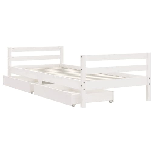 NNEVL Kids Bed Frame with Drawers White 90x190 cm Solid Wood Pine