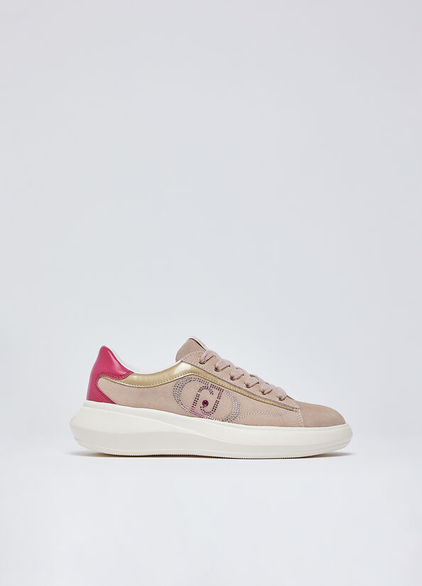 Sneakers in suede con strass