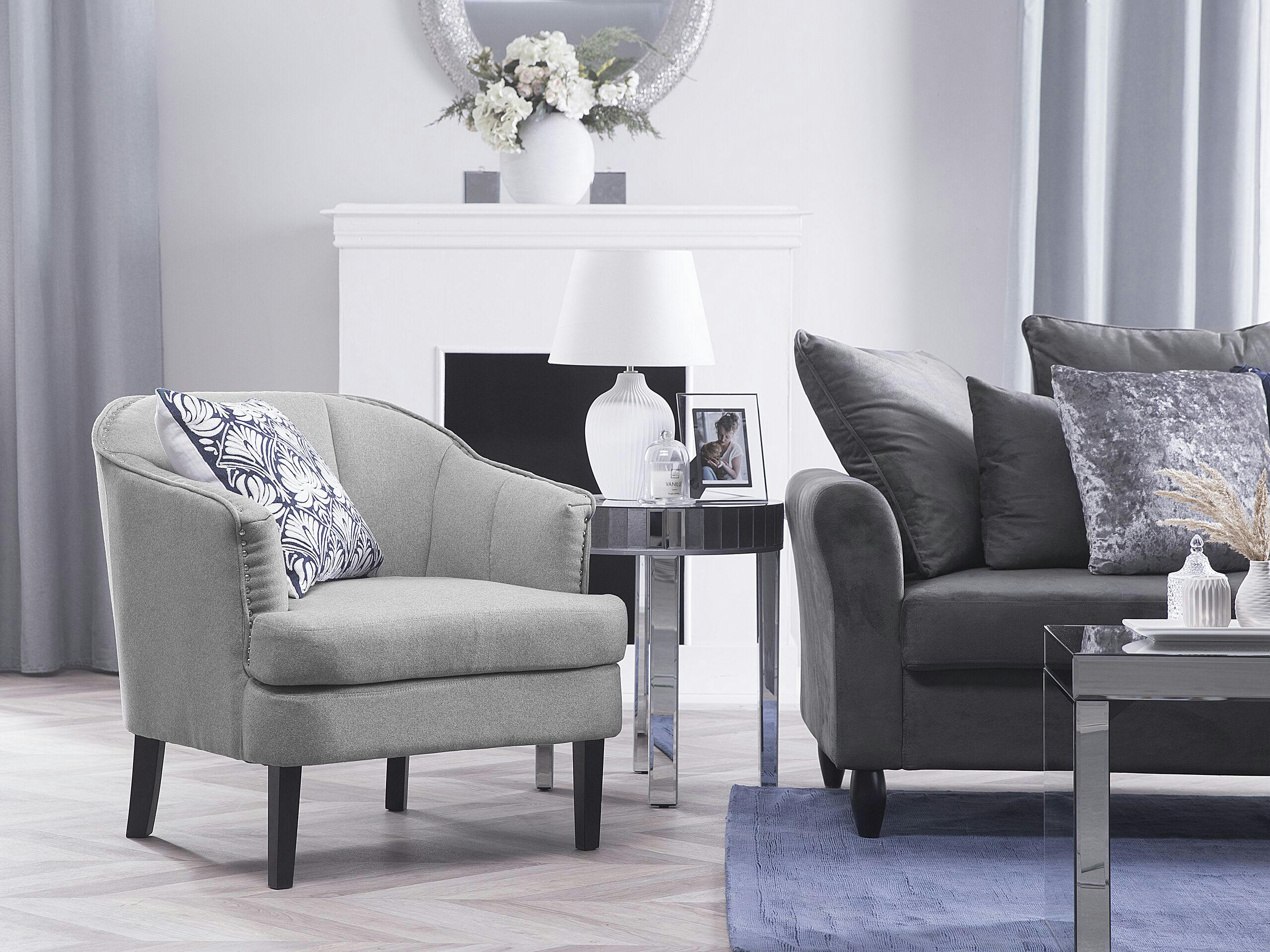 ELVERUM - Fauteuil en tissu tapissé gris