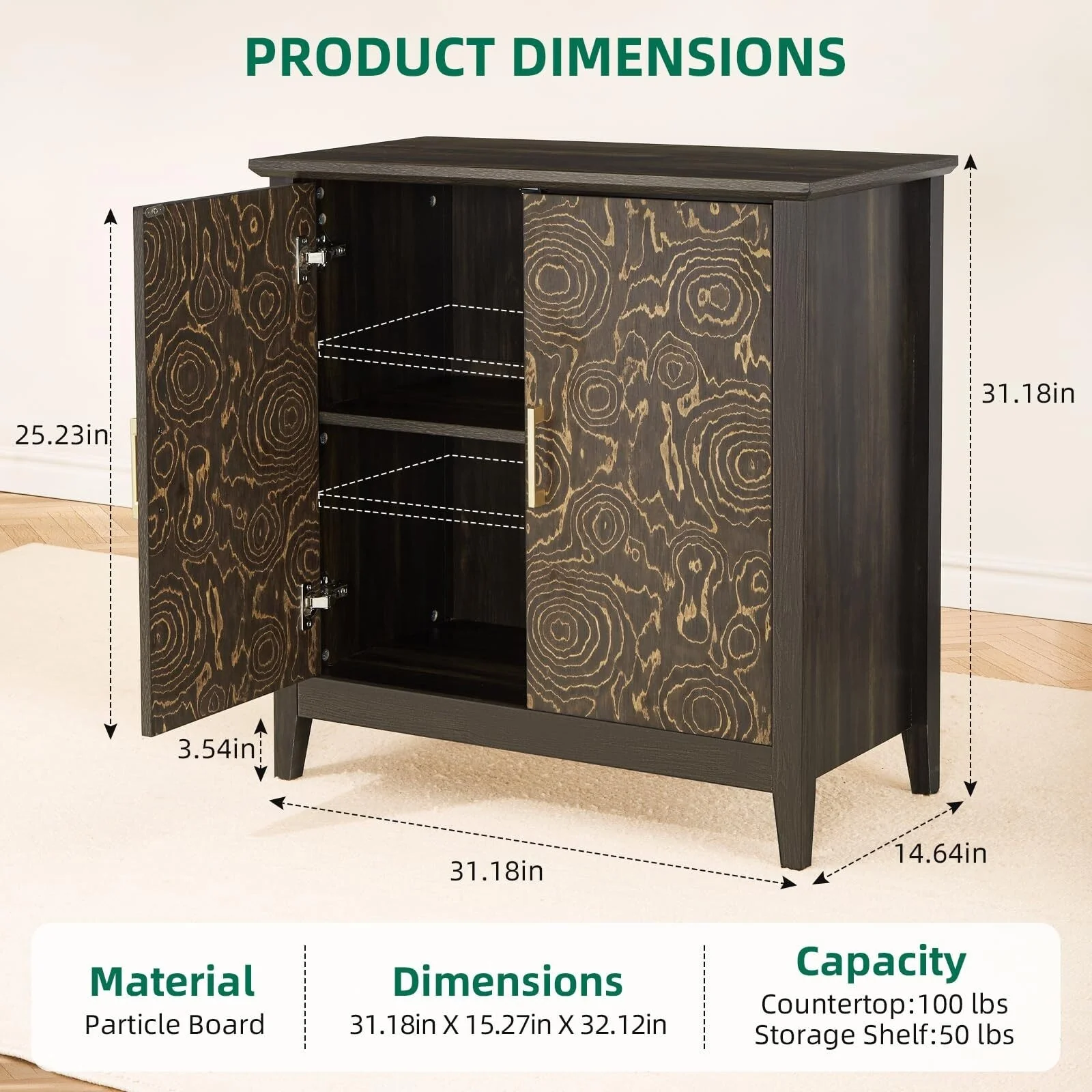 Coffee Bar Cabinet with 2 Doors & Adjustable Shelf