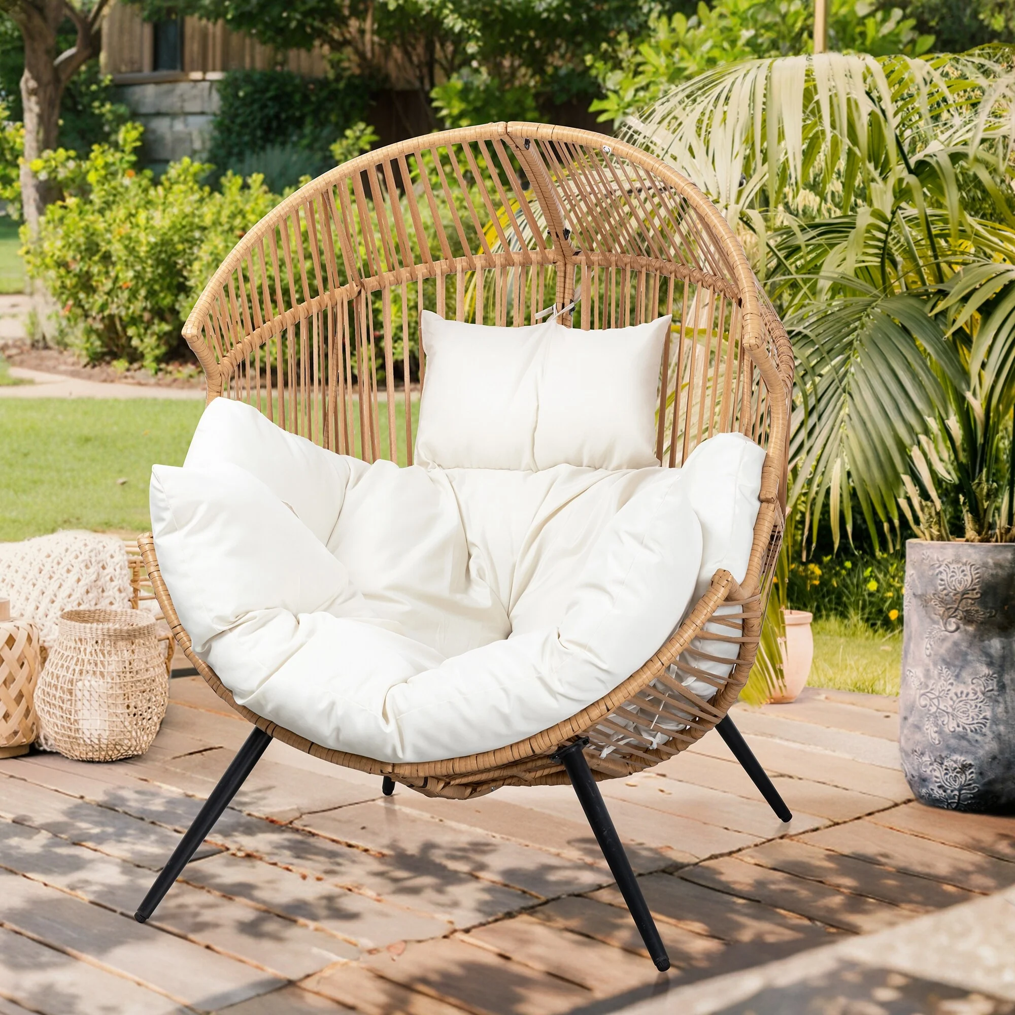 Futzca Wicker Egg Chair with Cushion