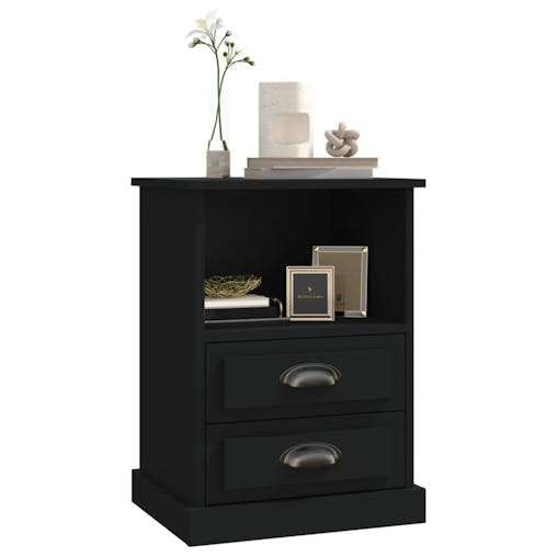 NNEVL Bedside Cabinets 2 pcs Black 43x36x60 cm
