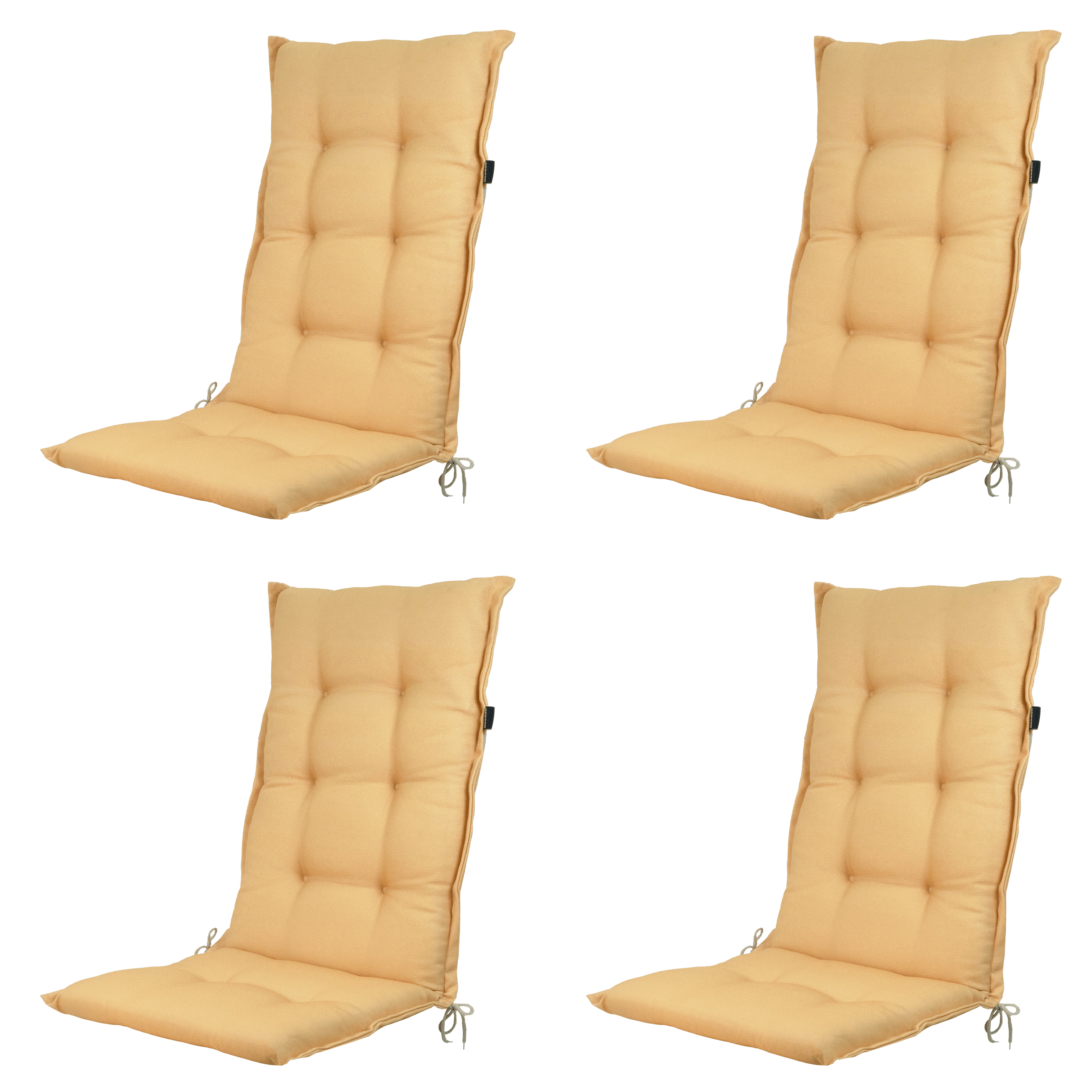 Madison tuinstoelkussen hoge rug Napels - geel - 123x50x5cm - set van 4