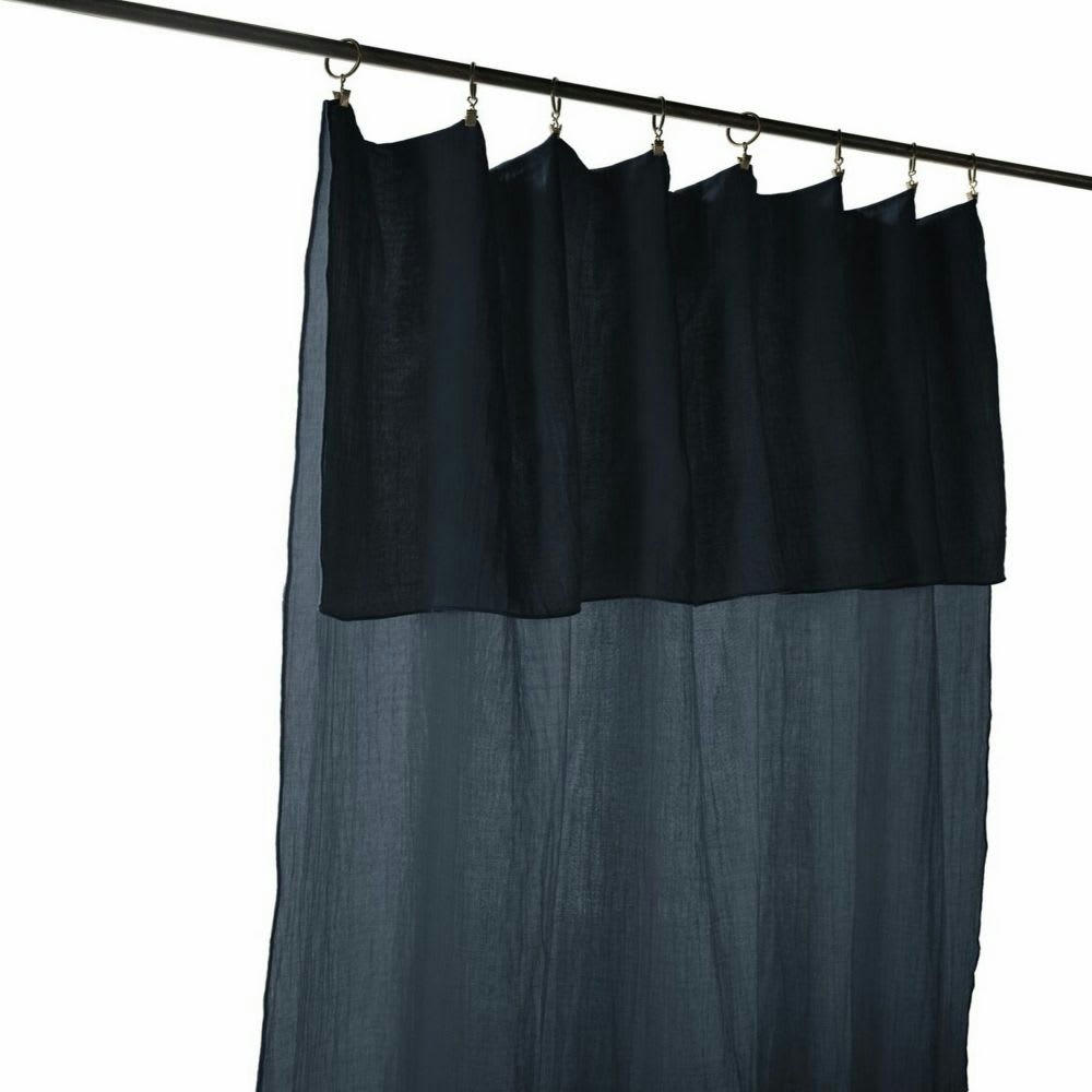 - Rideau ajustable gaze de coton bleu 140x300 cm