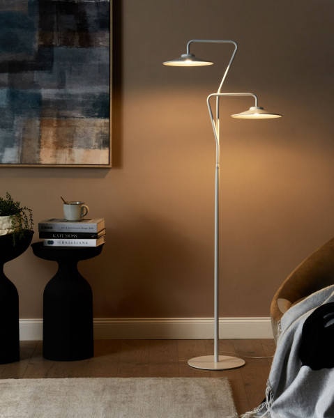 Lampa podłogowa LED metalowa biała