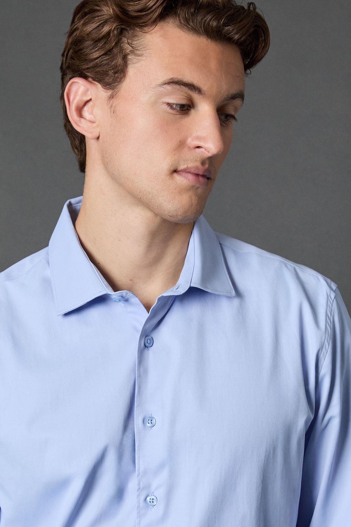 Burton Blue Regular Fit Easy Iron Shirt