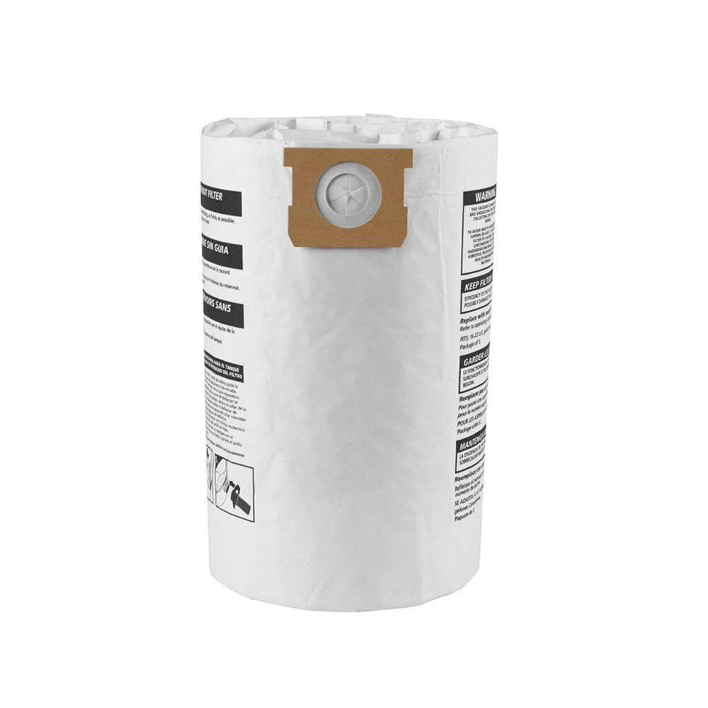 Shop-Vac® Disposable Paper Dust Collector Filter Bags for Wet/Dry Shop Vacuums, 37-53 L, 3-pk