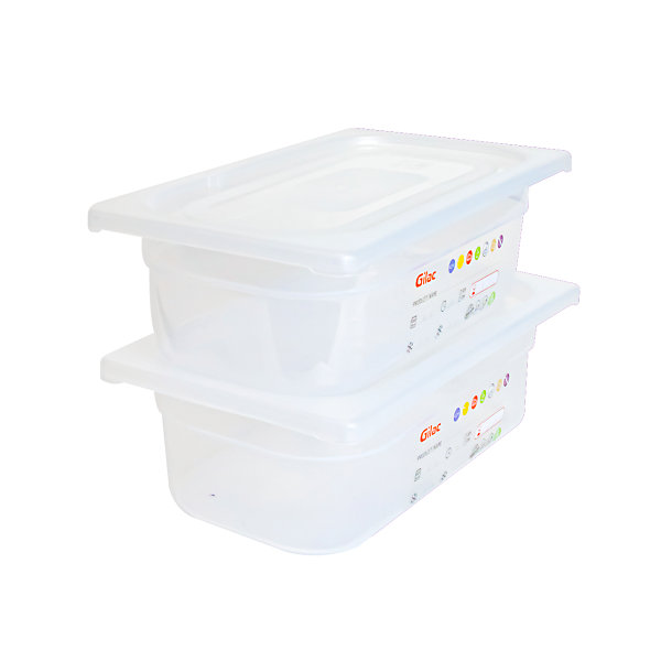 Bac gastronorme GN1/3 HACCP   couvercle - 100 mm - 3,8 L - Lot de 2