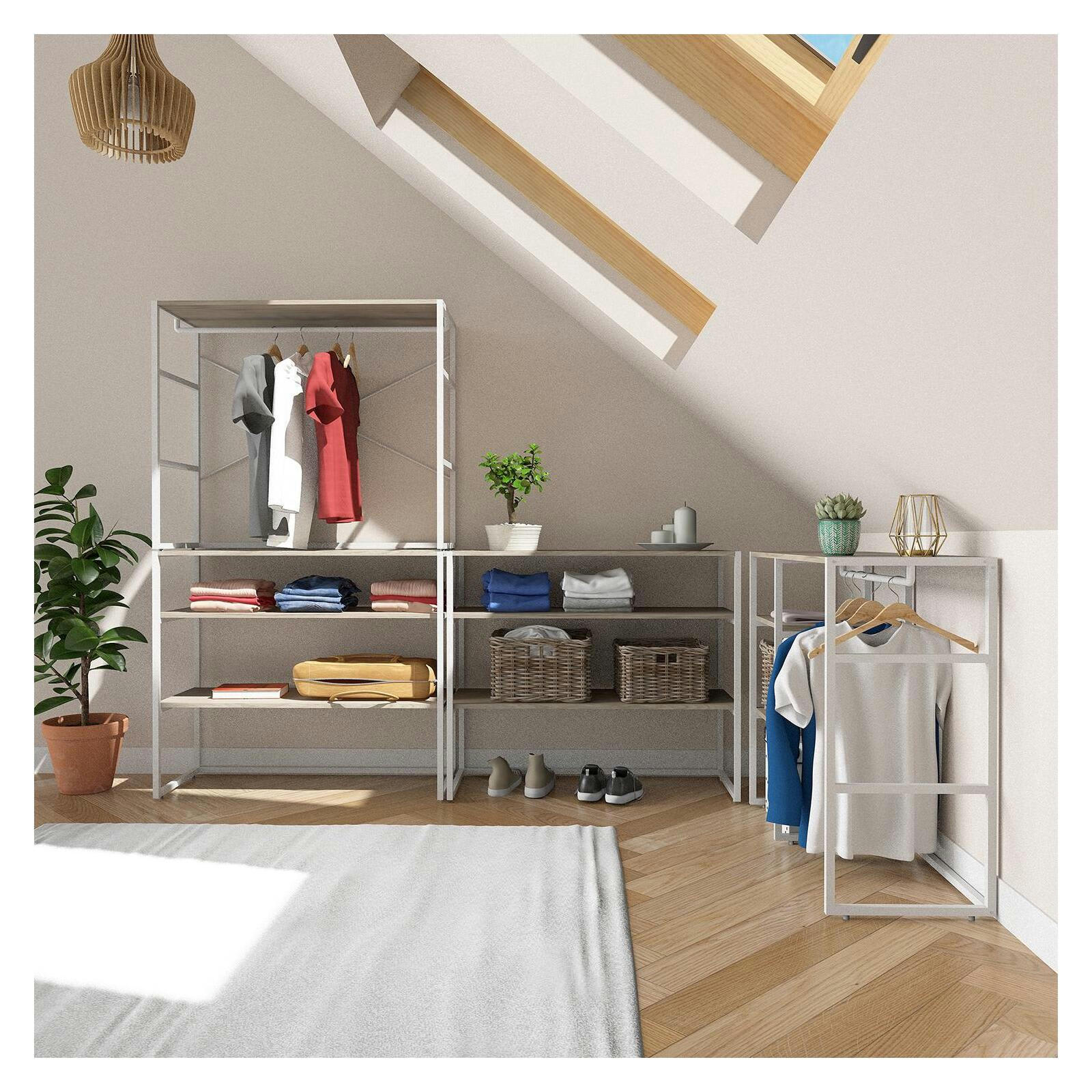 KADRA - Lot de 4 portants vêtements sous combles modulables