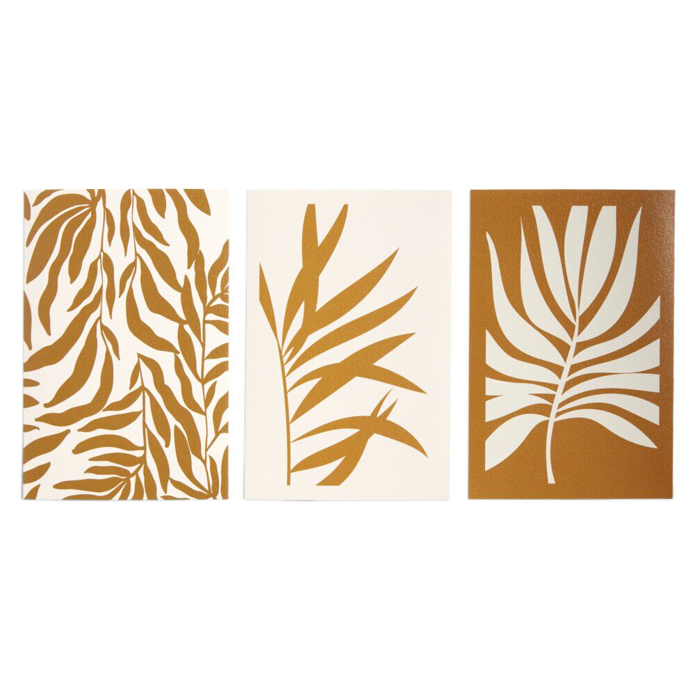 Lot de 3 affiches papier beige et orange 10x15cm
