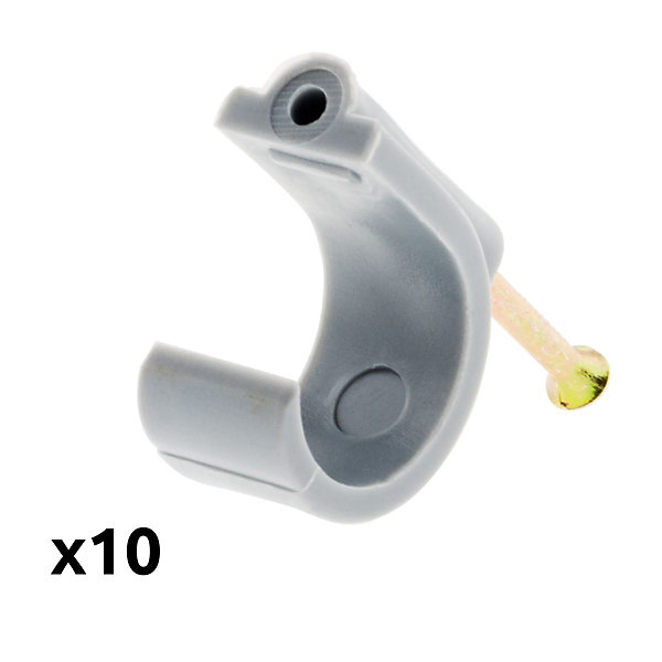 Lot de 10 attaches plastiques diamètre 20/25mm - Gris - Zenitech