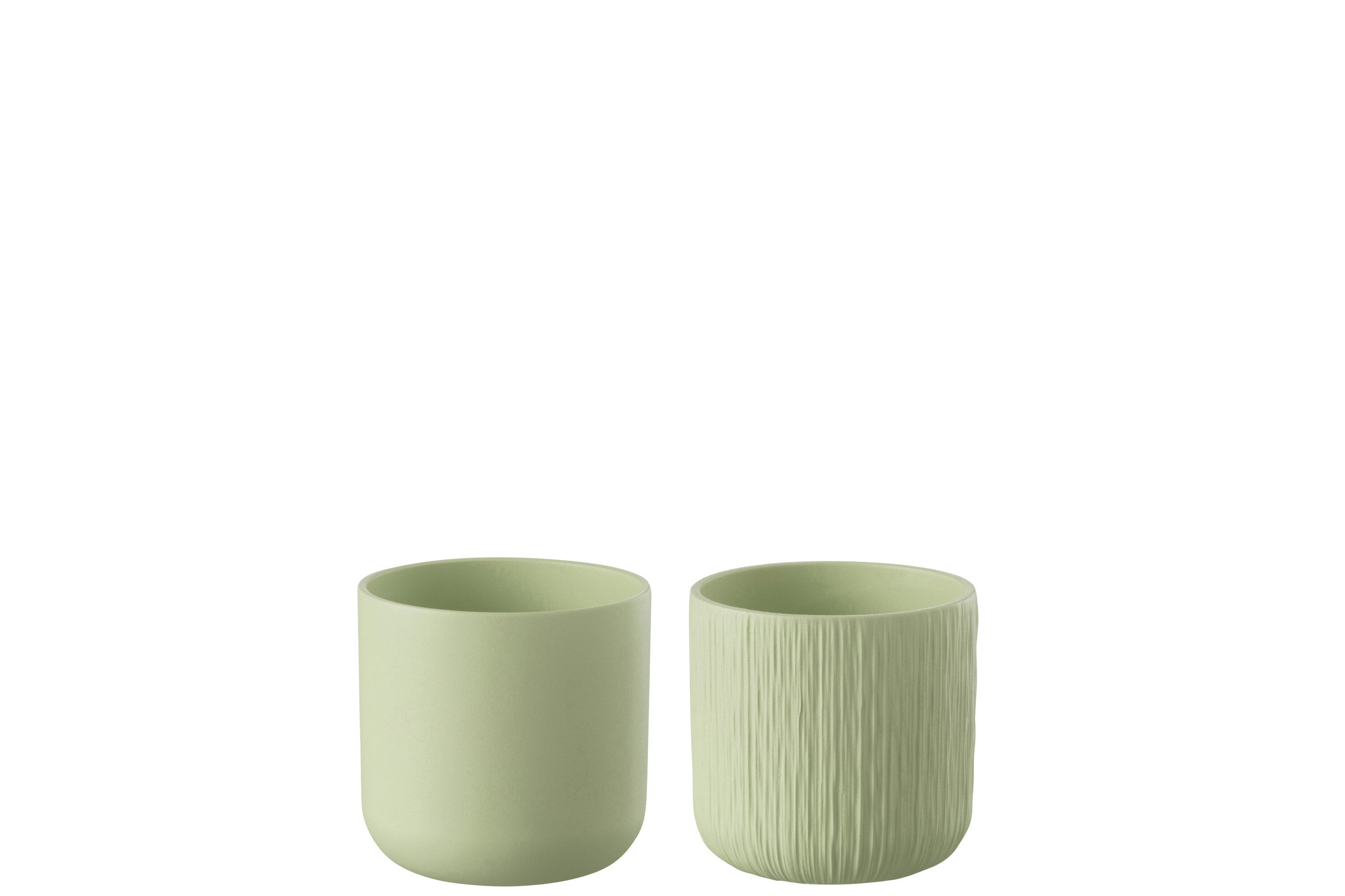 J-Line bloempot Gen - keramiek - pistache - extra small - 2 stuks - Ø 11 cm