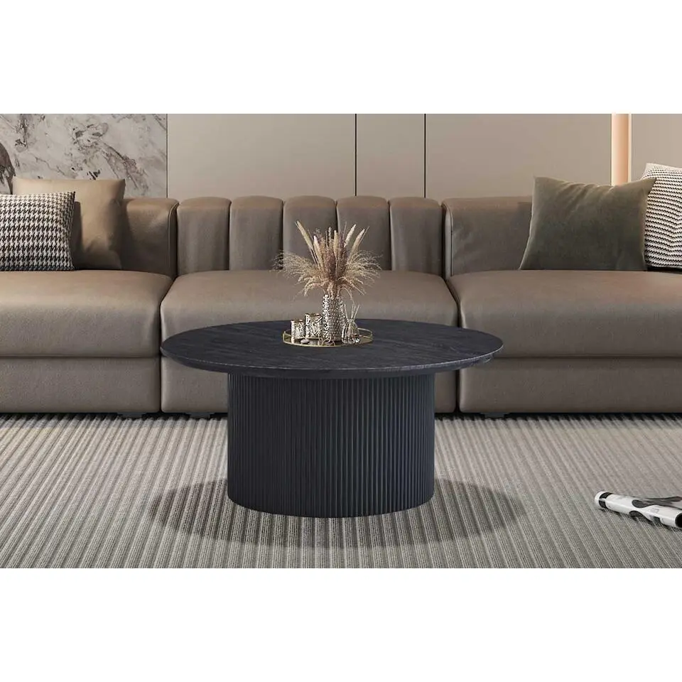 Salontafel Lagos - &Oslash;80 x 38 cm - Donkerbruin