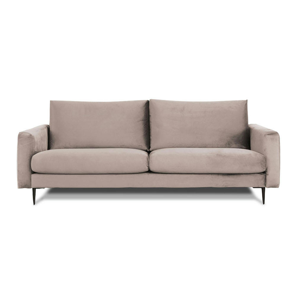 CARUSO - Canapé 3 places velours droit beige