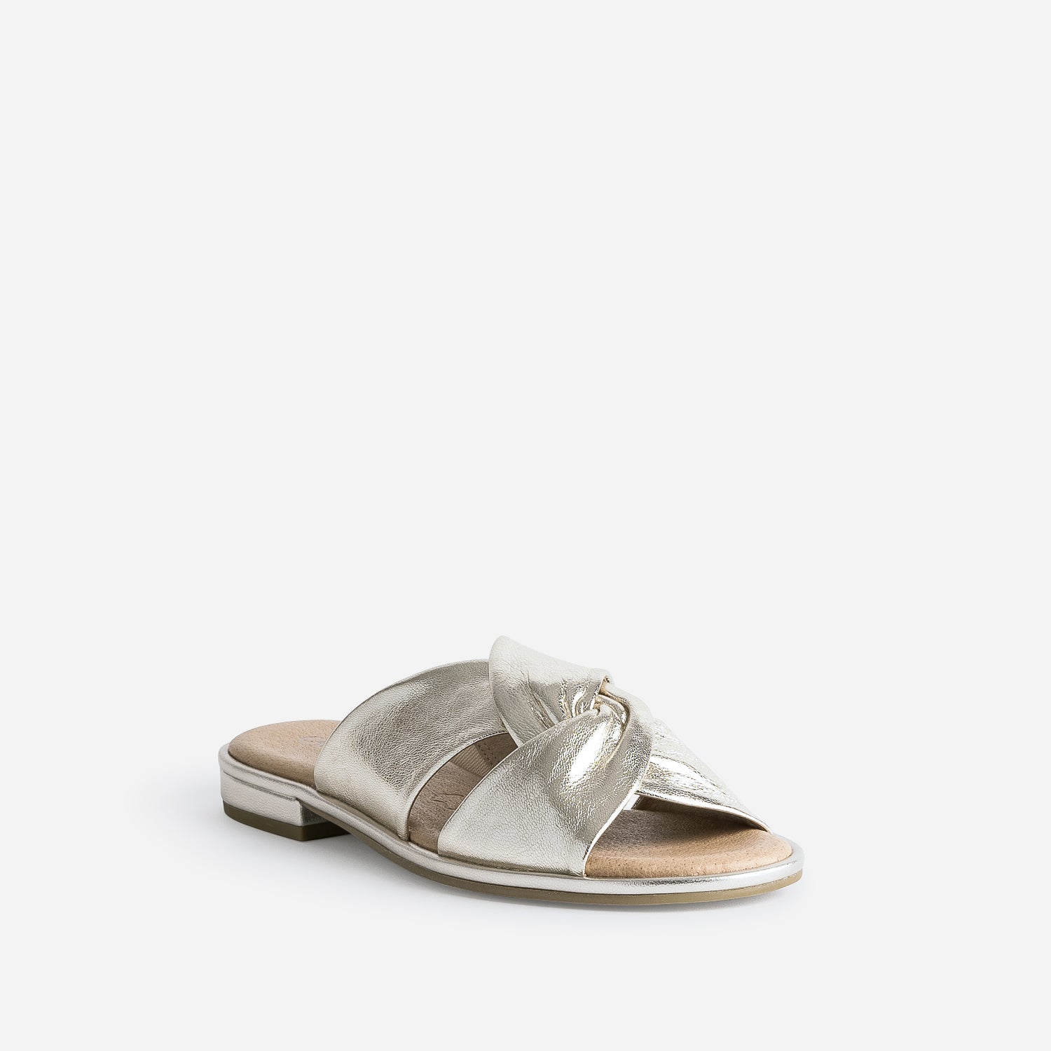 Mule CAPRICE dorée en cuir à brides croisées