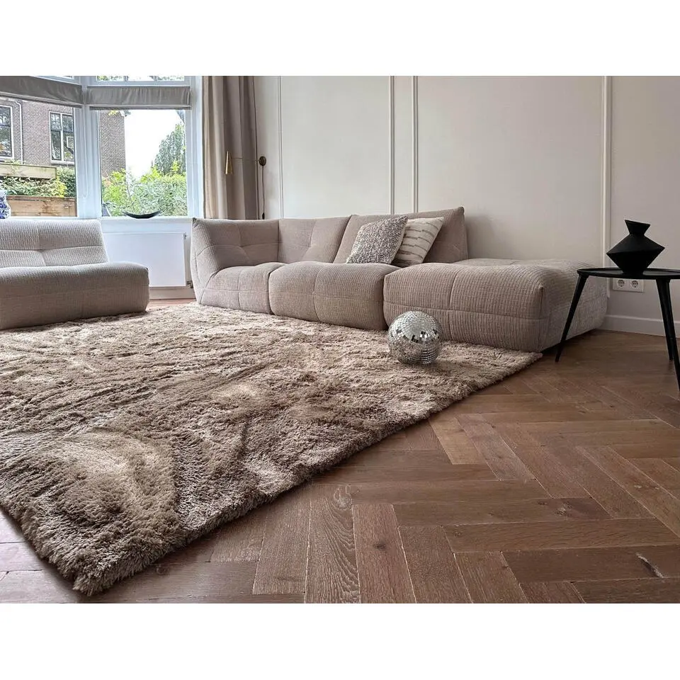 Interieur05 Hoogpolig vloerkleed Odelia Bruin/taupe - 80 x 150 cm