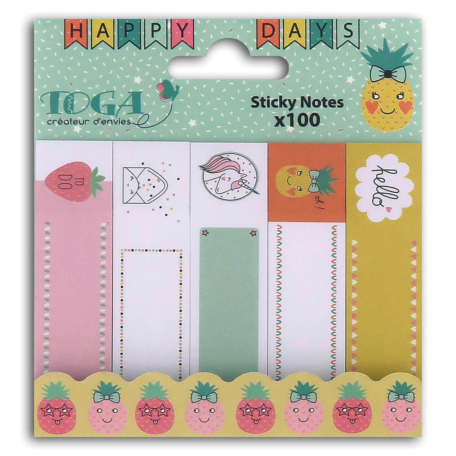 - Lot de 100 sticky notes happy days
