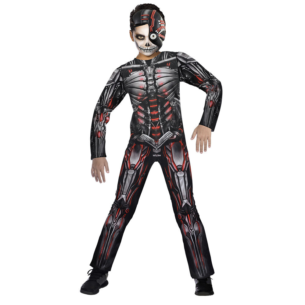 Déguisement enfant Halloween cyborg combinaison et masque 7/10ans
