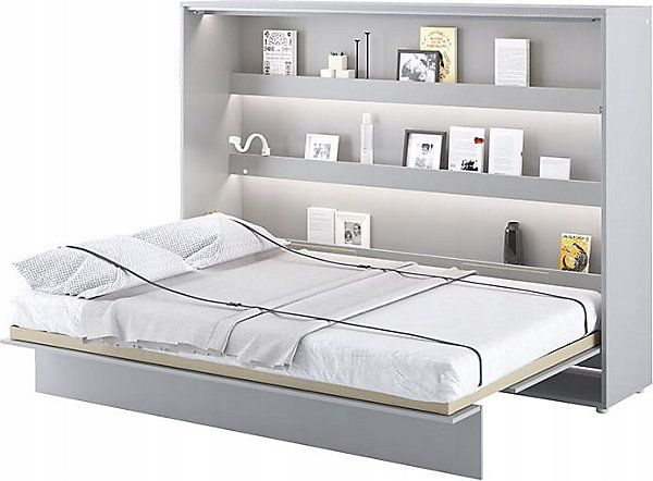 Lenart Lit escamotable Horizontal 140x200cm Matelas inclus Gris Lit Rabattable Consus