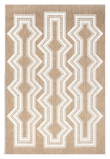 Lora Brown and Ivory Tribal Flatweave Indoor Outdoor Rug