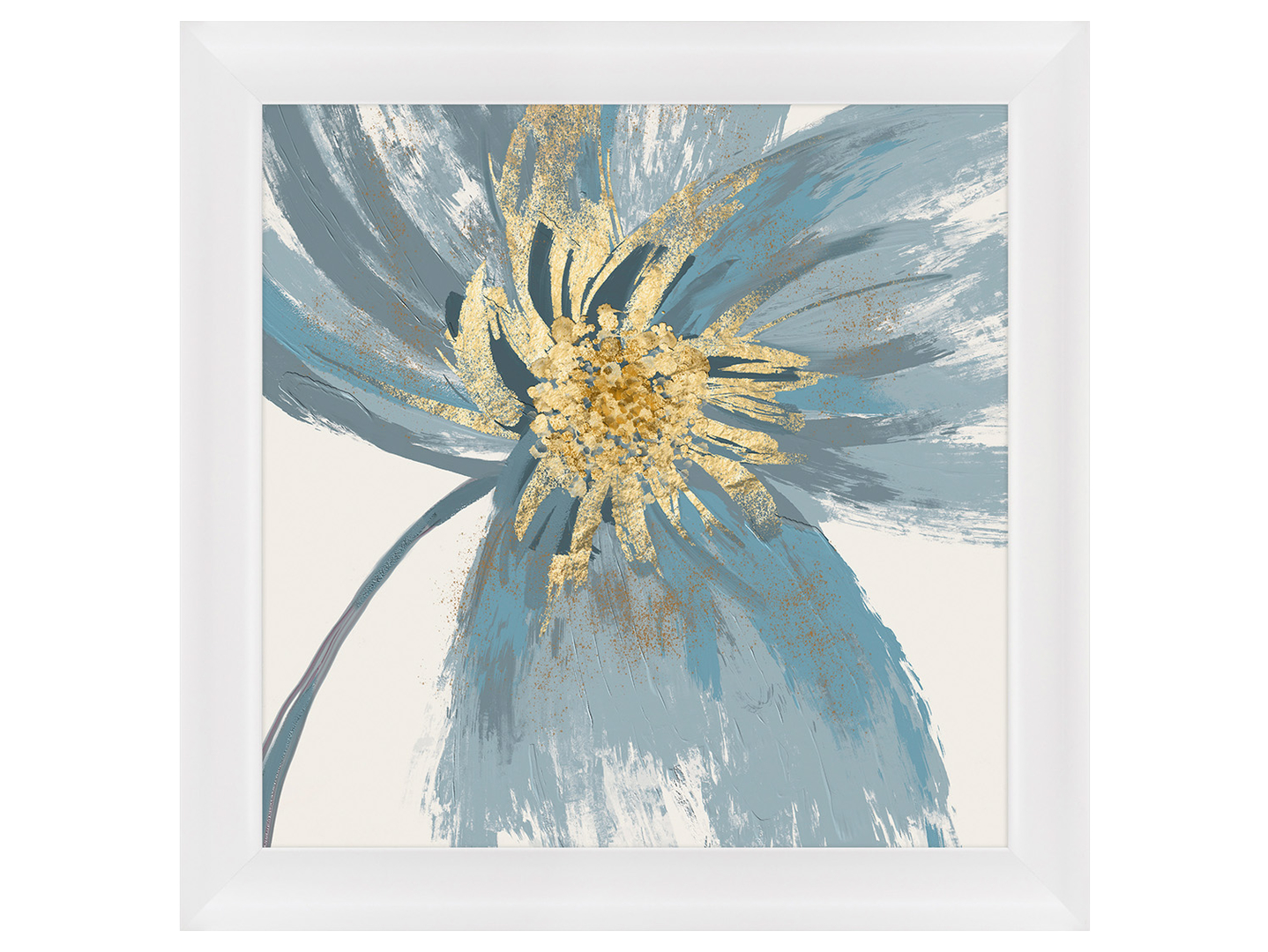 Obraz w ramie Blue Flowers With Gold Center 83,5x83,5 cm