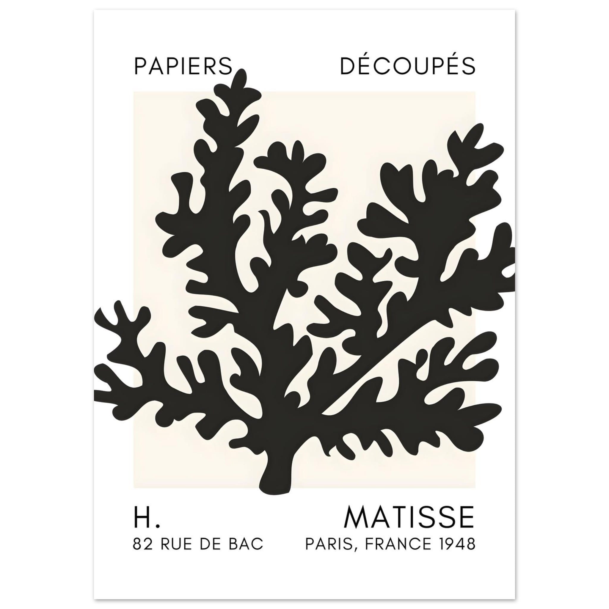 Artfulprints Poster Matisse – Aqua bloom black  - 50x70 cm - Zwart