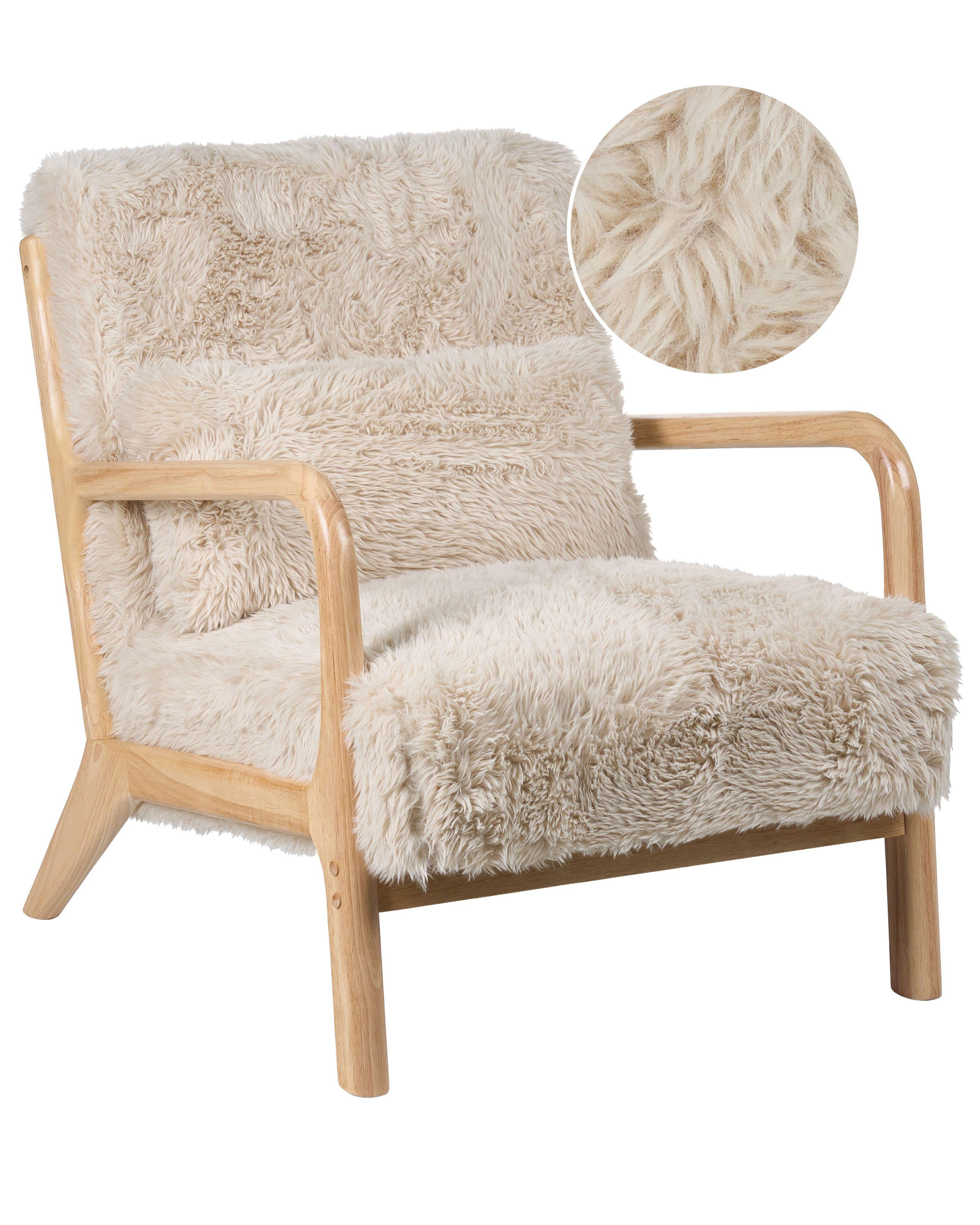 Armchair SKOVDE Faux Fur Light Beige