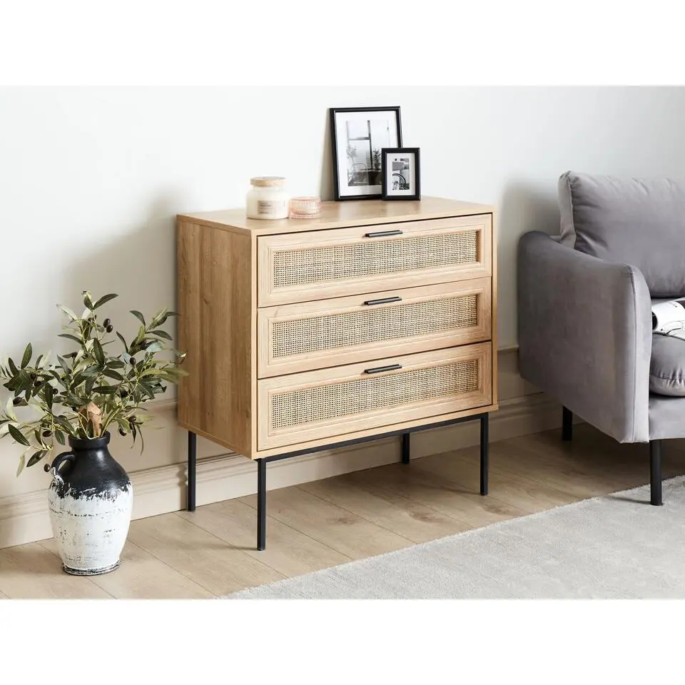 PASCO - Dressoir 3-lades - Lichte houtkleur - Rotan