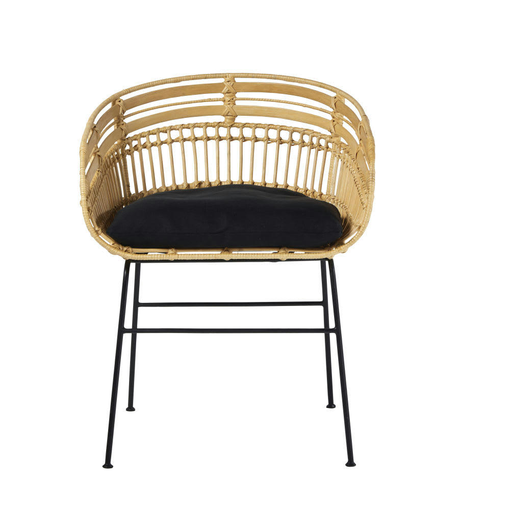 Papaya - Chaise avec accoudoirs en rotin