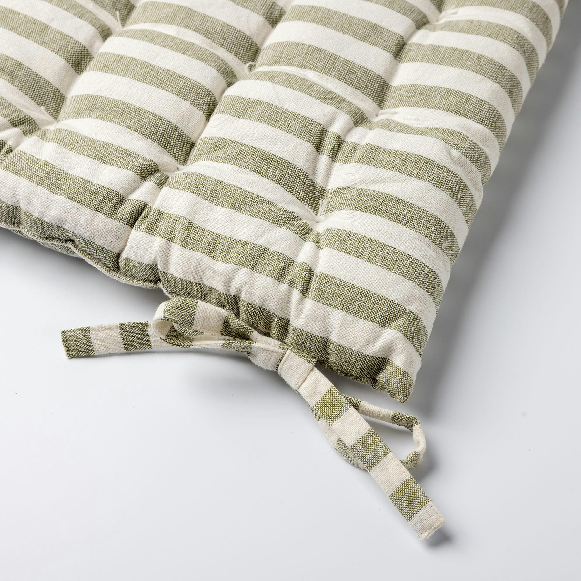 Cooper - Galette de chaise vert en coton et polyester 40x40 cm avec motif rayé