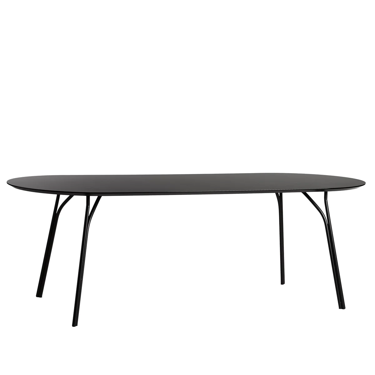 Woud - Tree Tisch, 220 x 90 cm, Tischplatte charcoal / Beine schwarz