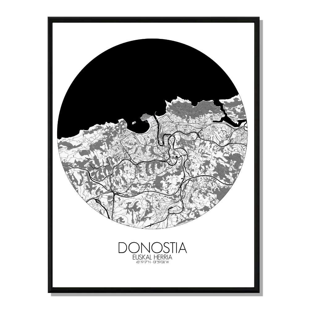 - Affiche San Sebastian Carte ronde 40x50