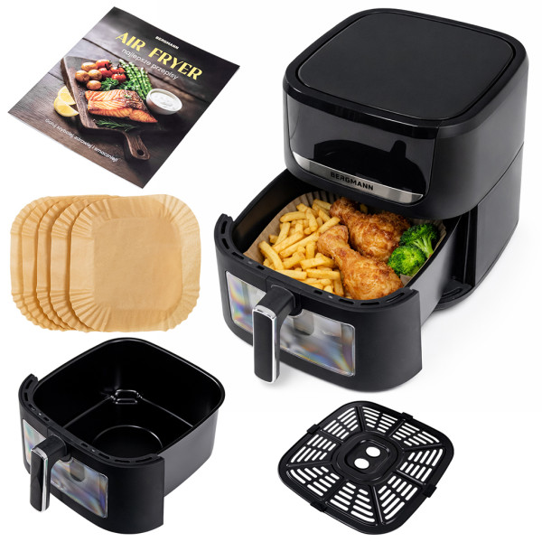 Frytkownica Beztłuszczowa 8L BERGMANN Air Fryer 1750W 10 Programów  Książka