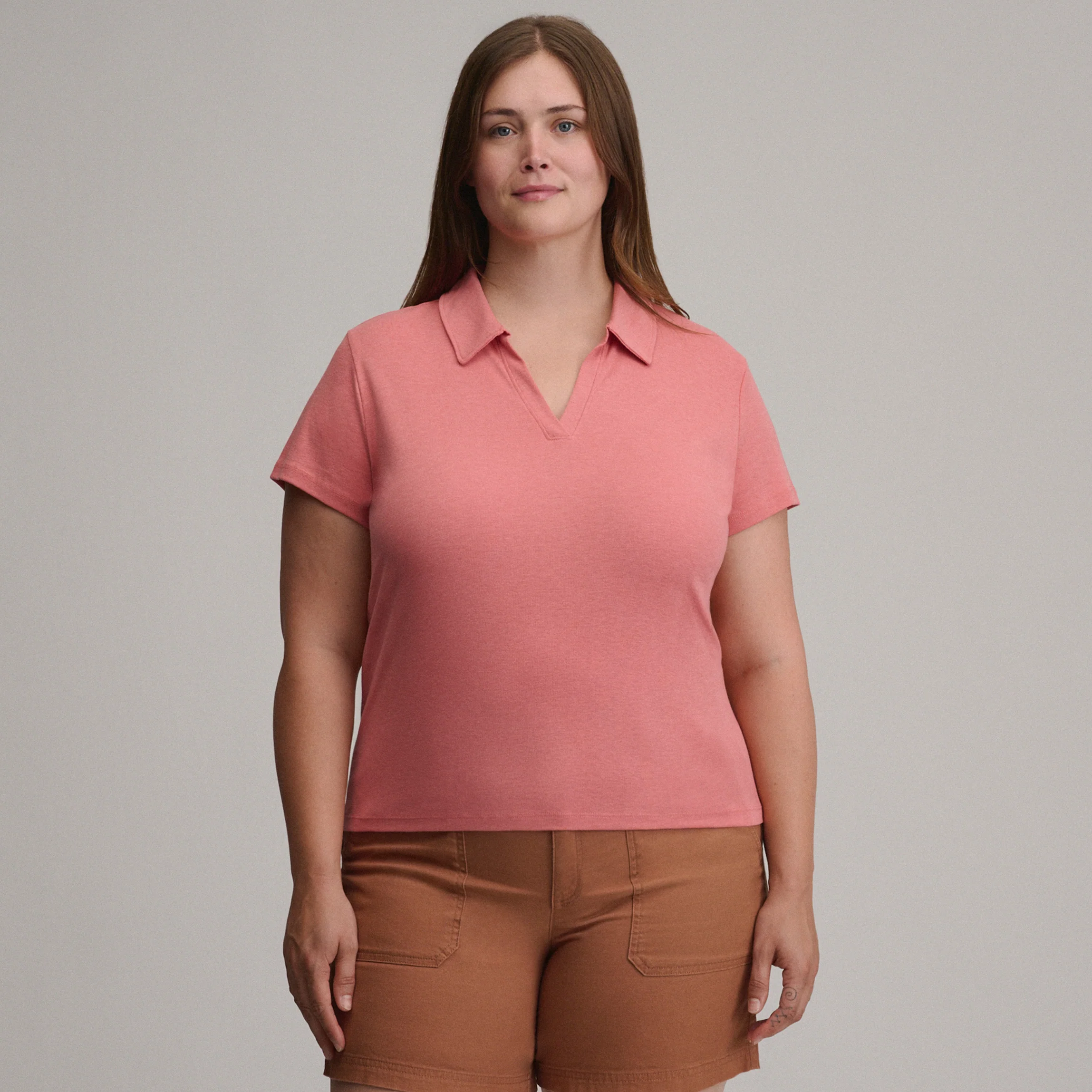 Women's Everyday Short Sleeve Collared Split Neck