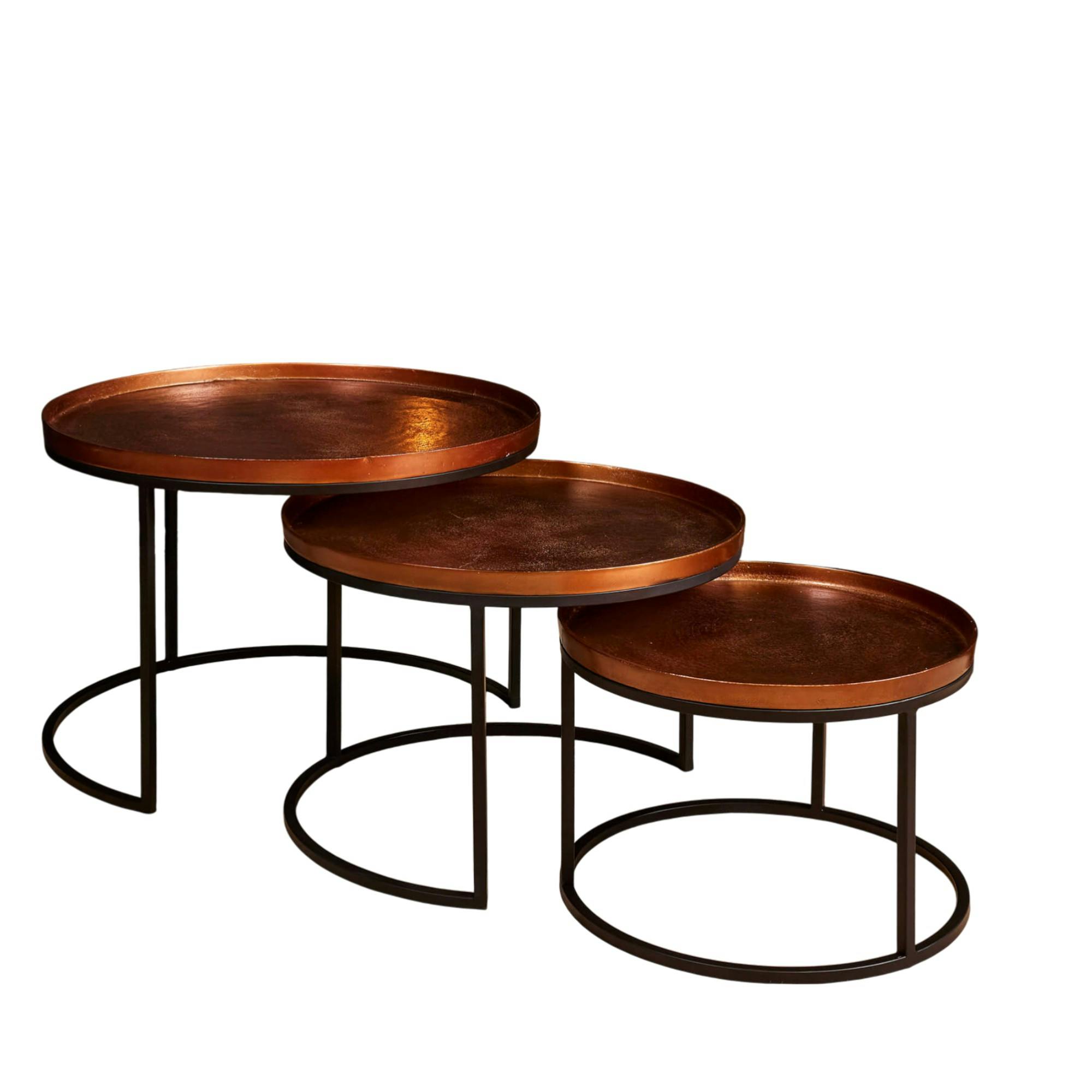 Table gigogne salon métal cuivré (lot de 3) KANO