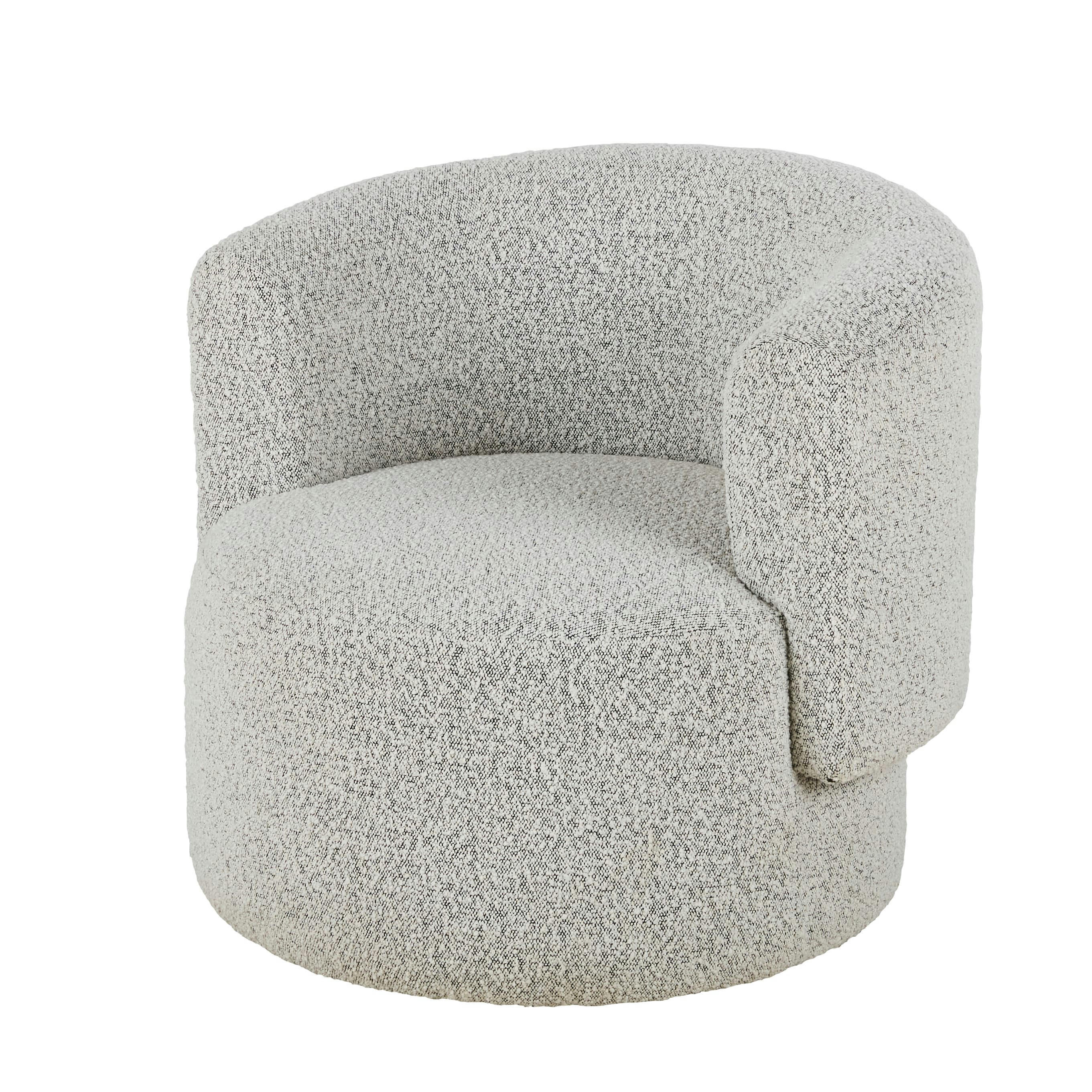 - Fauteuil en tissu gris chiné effet laine bouclée