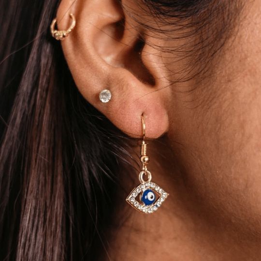 The Colourful Aura Evil Eye Zircon Charm Hamsa Drop Earrings
