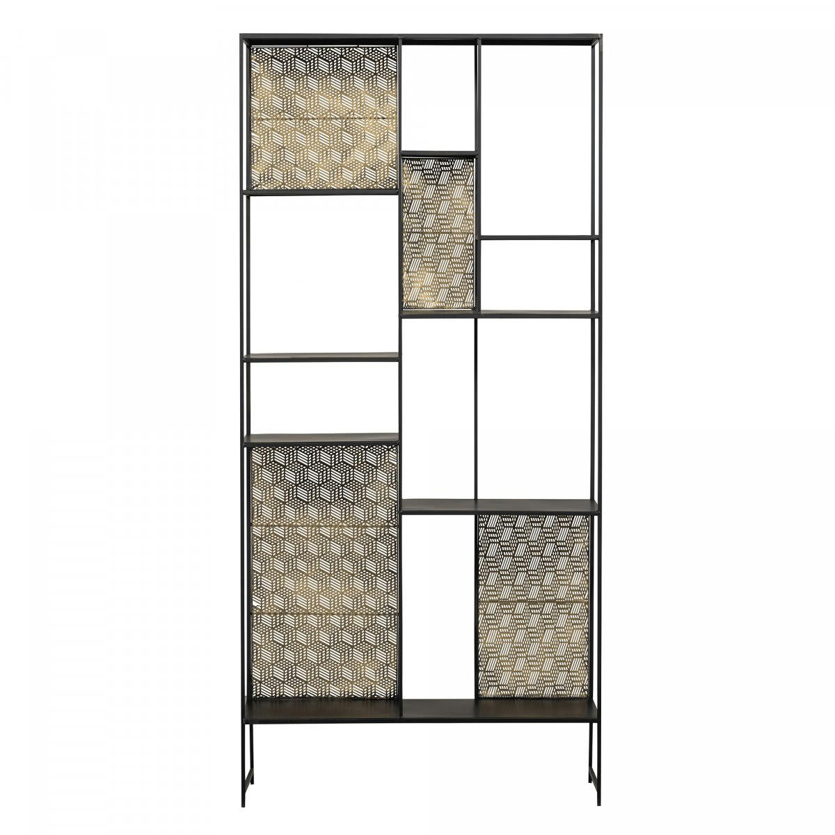 VAUGH - Etagère art déco en métal noir et doré