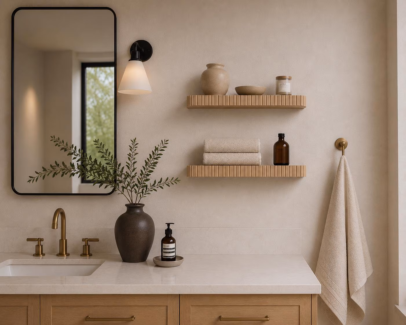 Rounded Fluted Floating Shelf